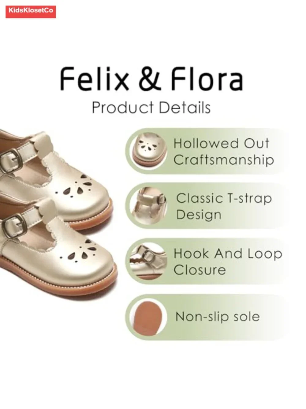 Toddler Mary Jane Dress Shoes - Ballet Flats with Hook & Loop